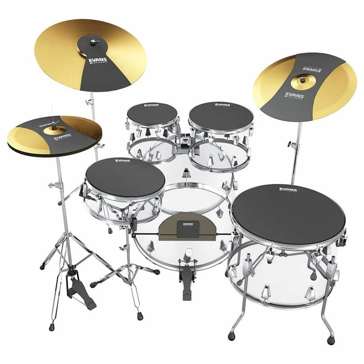 Evans SoundOff Drum Mute Fusion, komplett Set für Schlagzeugdämpfung 4