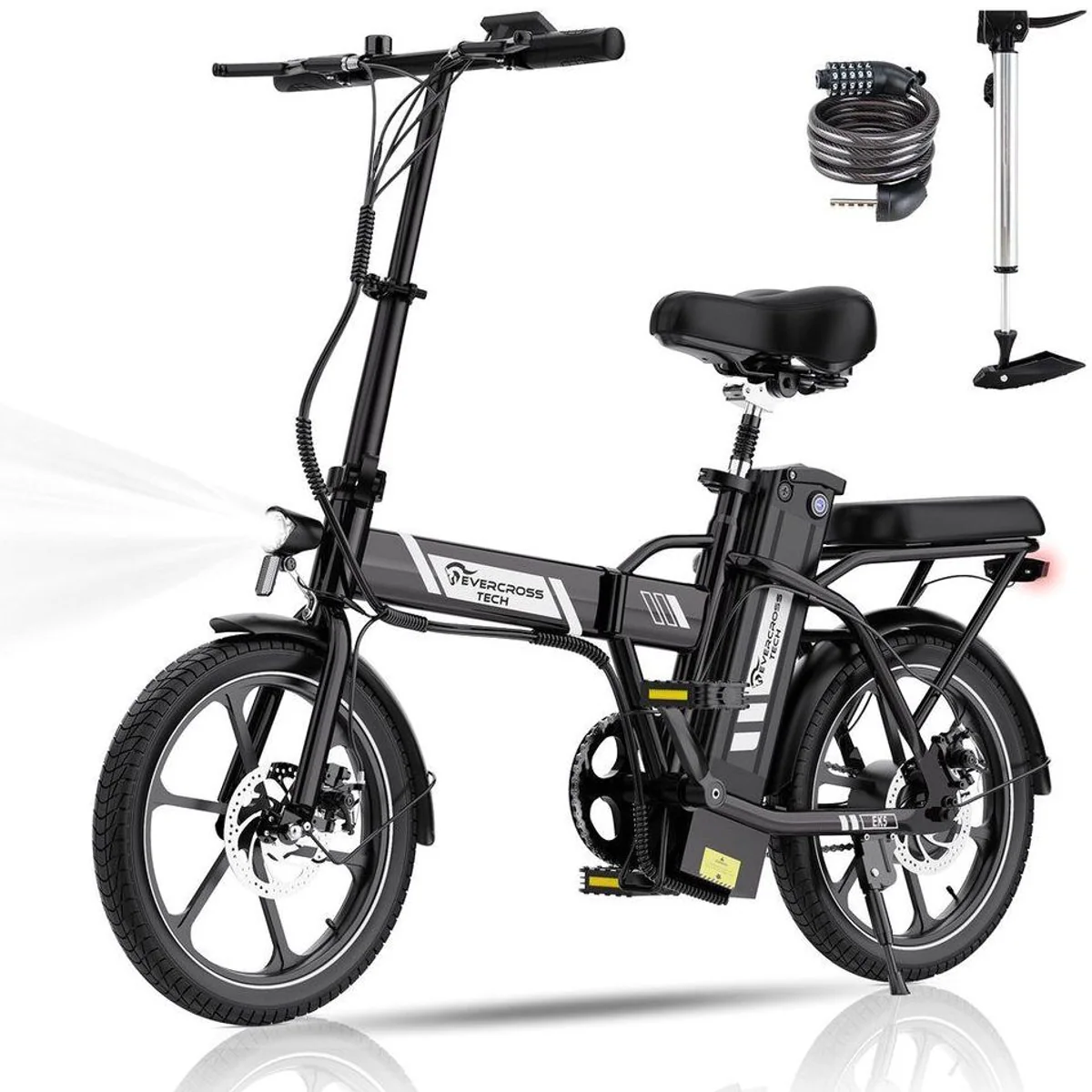 EVERCROSS TECH EK5 Falt-E-Bike, 250W Motor, 36V 13Ah Akku, bis 60 km Reichweite