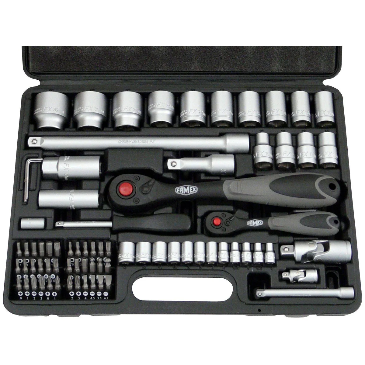 FAMEX Werkzeugset 423-47, 170-teilig, robuster Alu Werkzeugkoffer 3