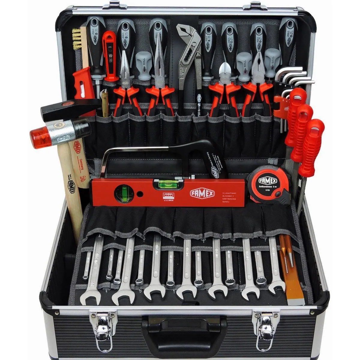 FAMEX 440-93 Werkzeugkasten PROFESSIONAL, 98-teilig, abschließbar, aus Aluminium