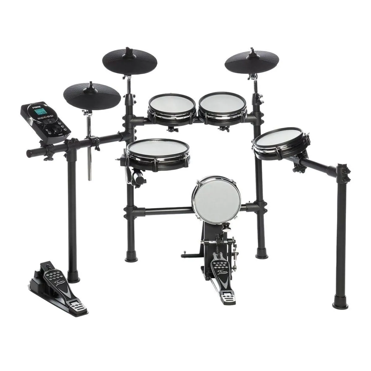 FAME DD-6600 E-Drum Set, 408 Sounds, Dual Zone Snare Pad, kompaktes Rack