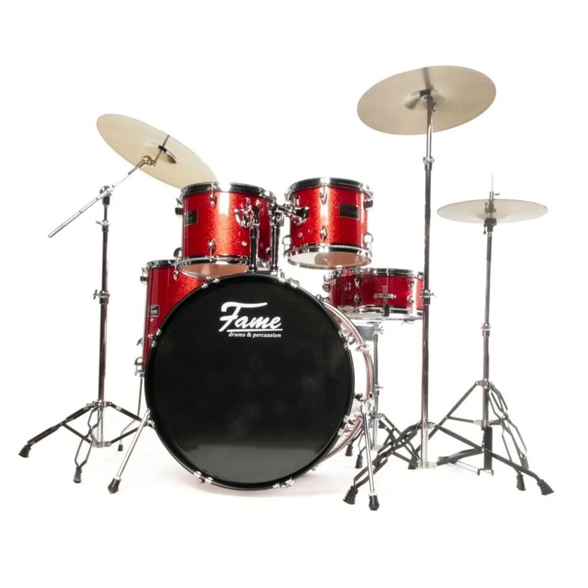FAME FG22B-RD First Gig Rock Set, 22 Zoll Bassdrum, Pappel-Kessel, inklusive Becken 2
