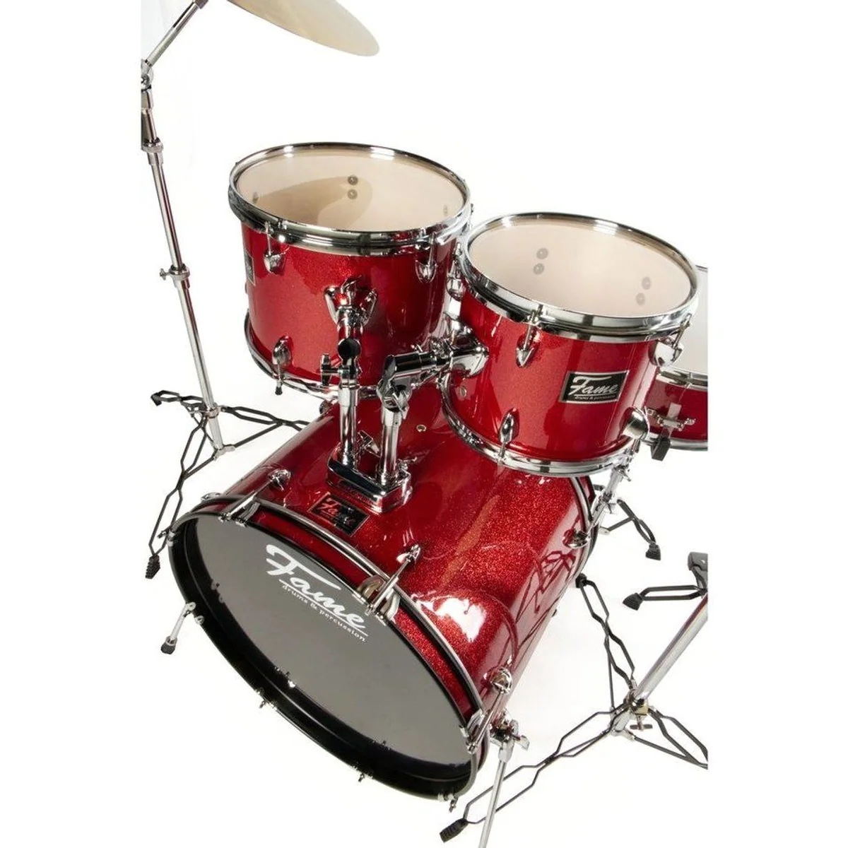 FAME FG22B-RD First Gig Rock Set, 22 Zoll Bassdrum, Pappel-Kessel, inklusive Becken 5