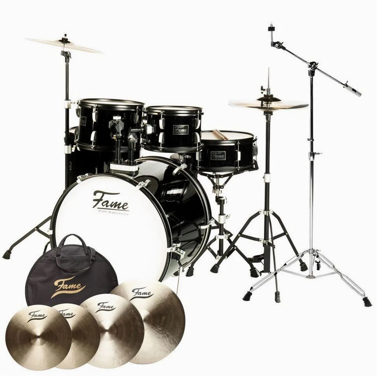 FAME B20 Drum Set, 22" Bass Drum, inkl. Becken & Zubehör