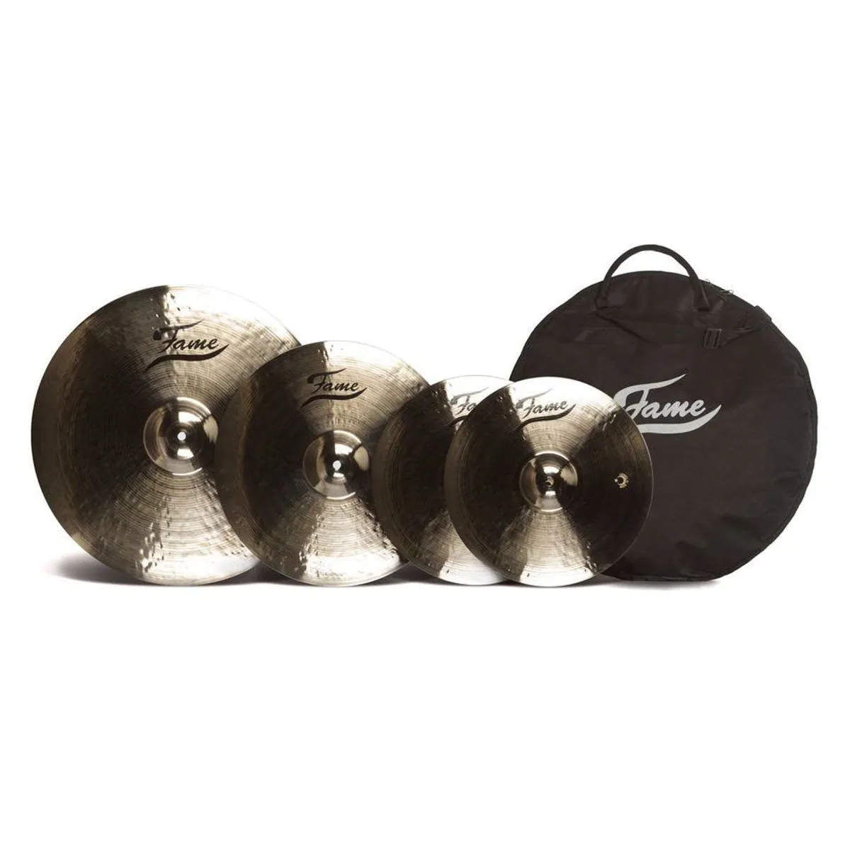 FAME Schlagzeug Maple Standard Jungle, 16" Bassdrum, Hochglanz Schwarz, inkl. Cymbal Set 3