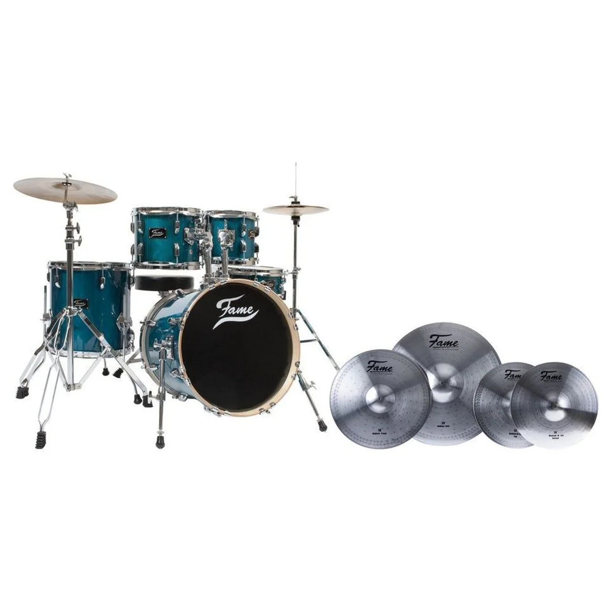 FAME Jungle Set Schlagzeug, inklusive Cymbals und Zubehör — vielseitig, robust, ideal für Einsteiger