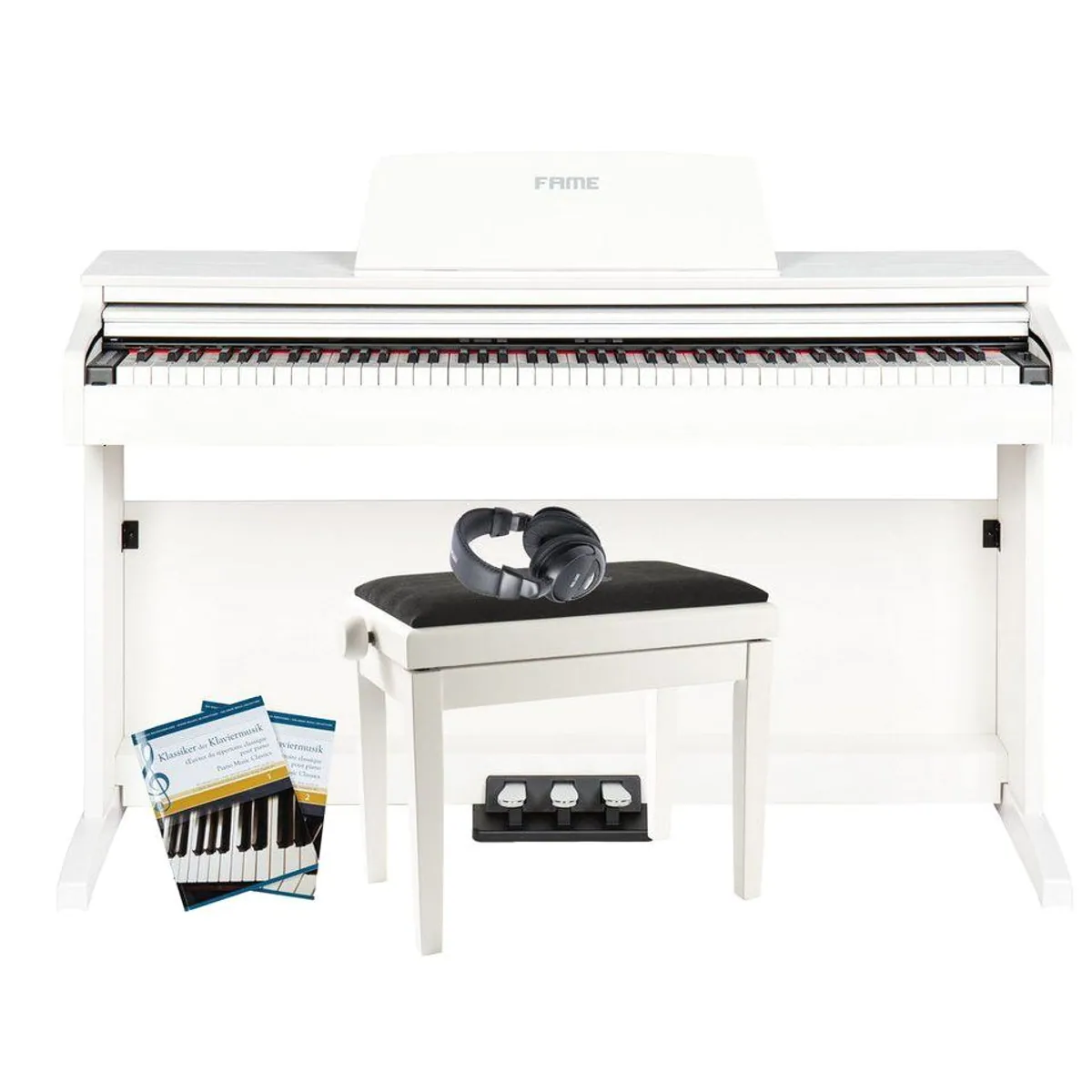 FAME DP-2000 WH Digitalpiano Set, 88 Tasten, Hammermechanik, inklusive Zubehör