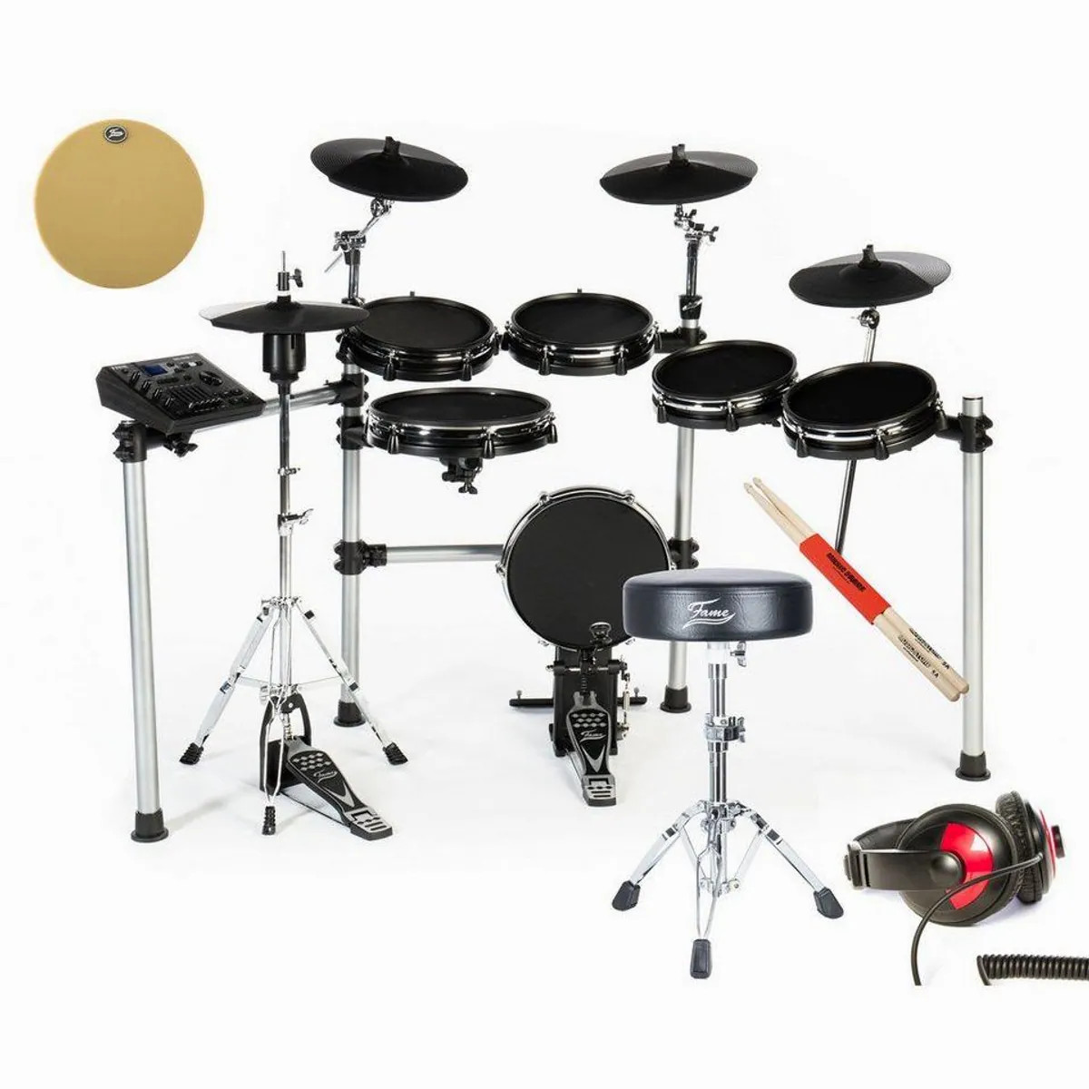 FAME DD-ONE XT E-Drum Set, 554 Sounds, 29 Drumkits, Mesh Pads