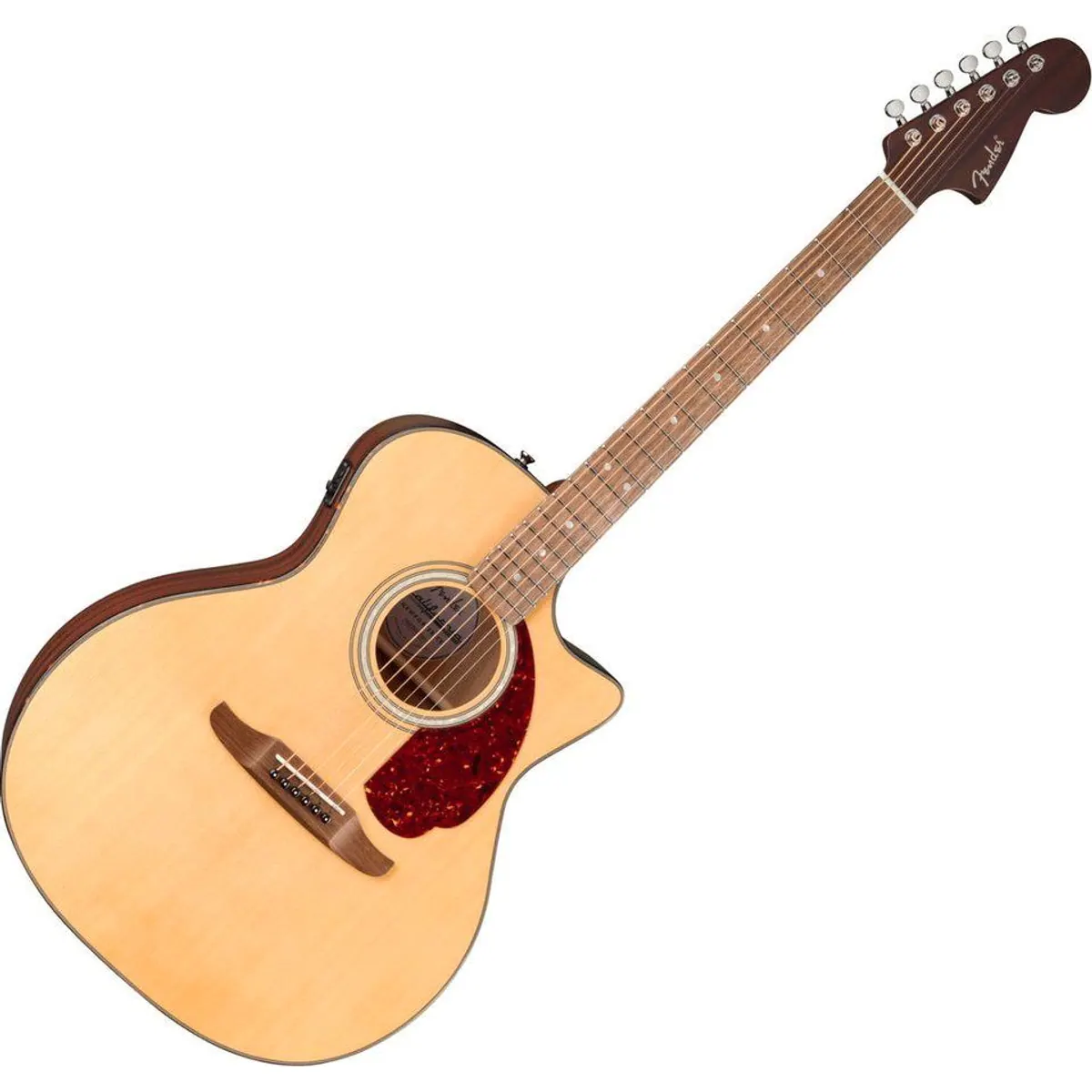 Fender California Deluxe Newporter Natural, Grand Auditorium, inkl. Tonabnehmer — klare Ansprache, komfortable Korpusform, vielseitig einsetzbar