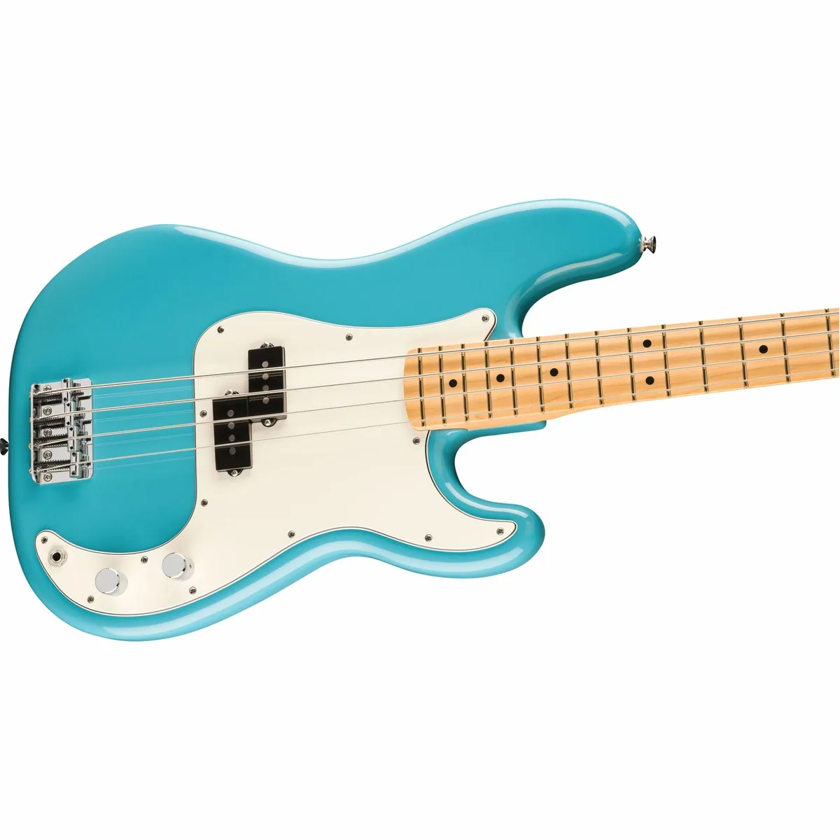 Fender Player II Precision Bass MN Aquatone Blue, ergonomischer Korpus, knurrender Split-Coil-Sound — 4-Saiter E-Bass 4