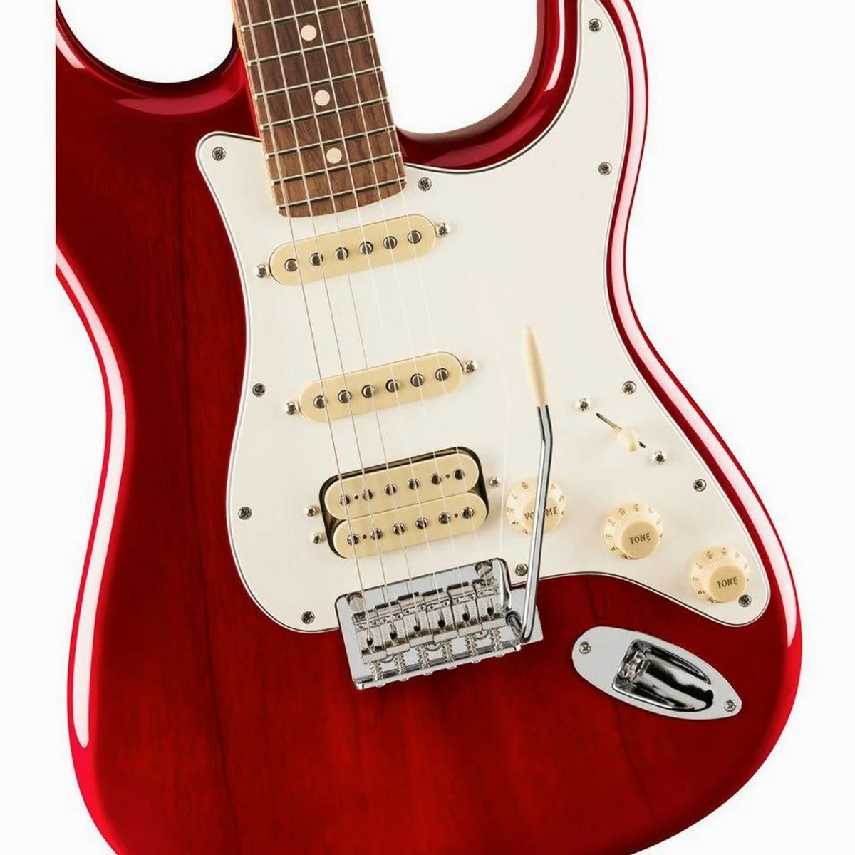 Fender Player II Stratocaster HSS RW, vielseitiger Sound, komfortable Bespielbarkeit — Transparent Cherry Burst 3