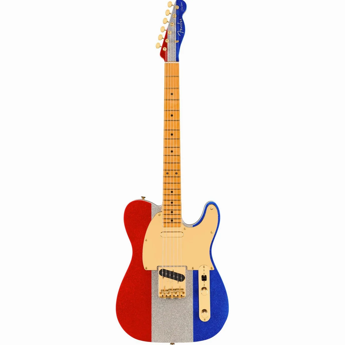 Fender Buck Owens Telecaster MN Red, Silver and Blue Sparkle, vielseitig, stilvoll, professionell