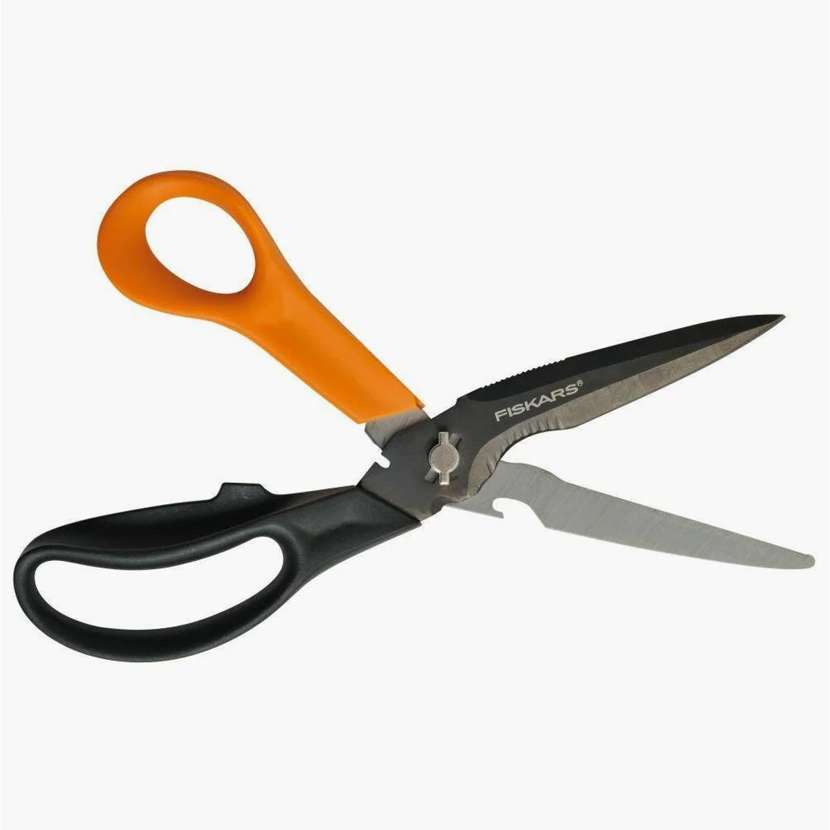 Fiskars Cuts+More Mehrzweckschere, vielseitig einsetzbar mit Drahtschneider und Flaschenöffner