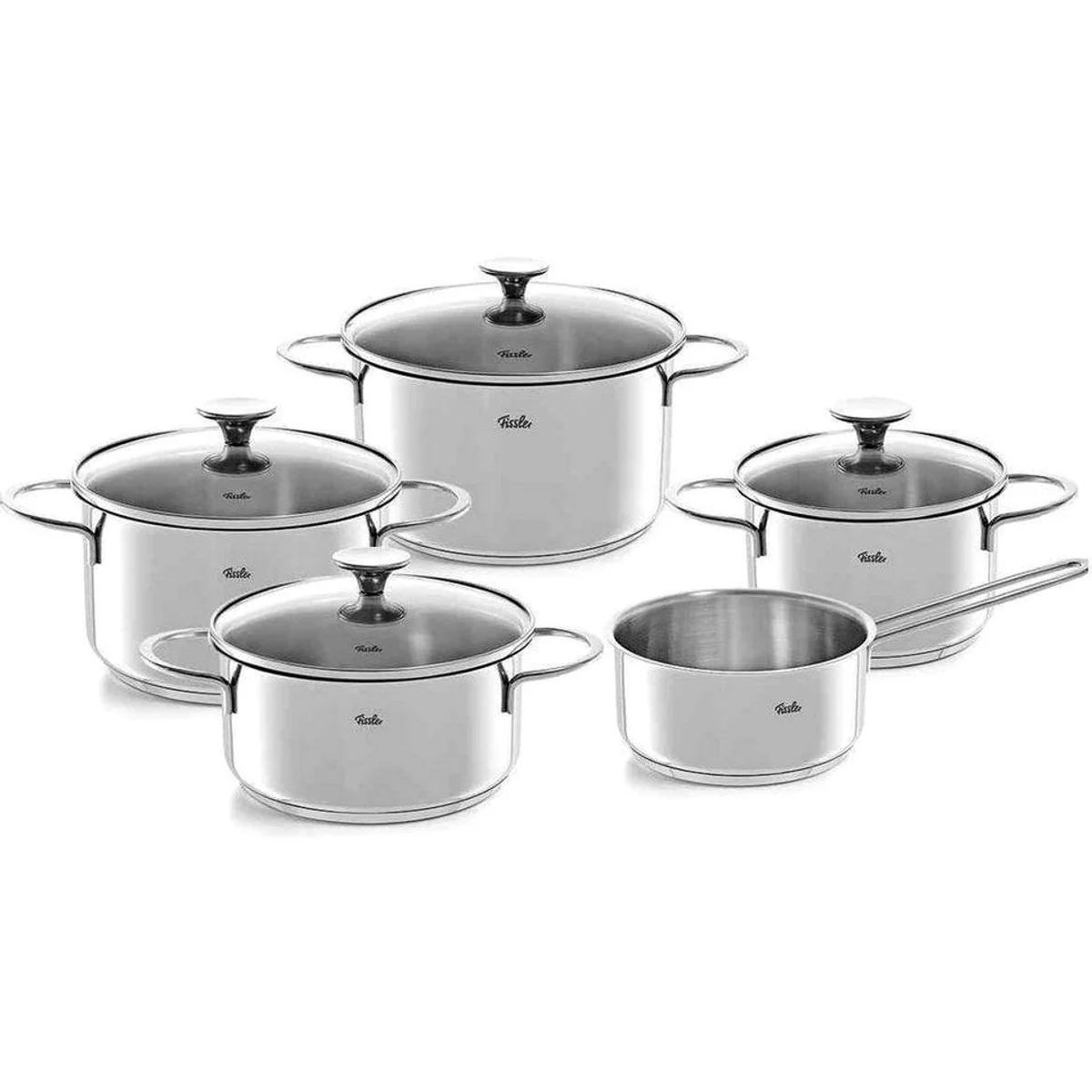 Fissler Topf-Set Copenhagen, 9-teilig, Edelstahl 18/10, Induktion, hitzebeständige Glasdeckel