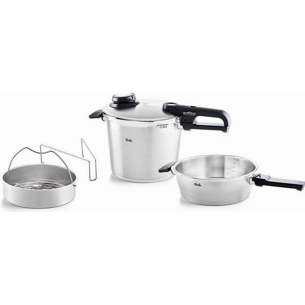 Fissler Vitavit Premium Schnellkochtopf Set, 4-teilig, Edelstahl 18/10, einstellbare Kochstufen