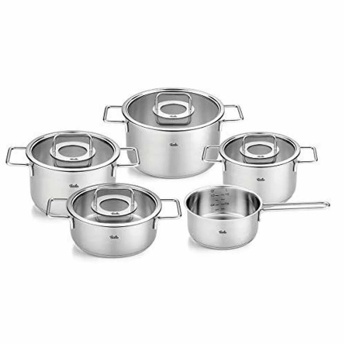 Fissler Pure Collection Topf-Set, 5-teilig, Edelstahl 18/10 — vielseitig, langlebig, Made in Germany