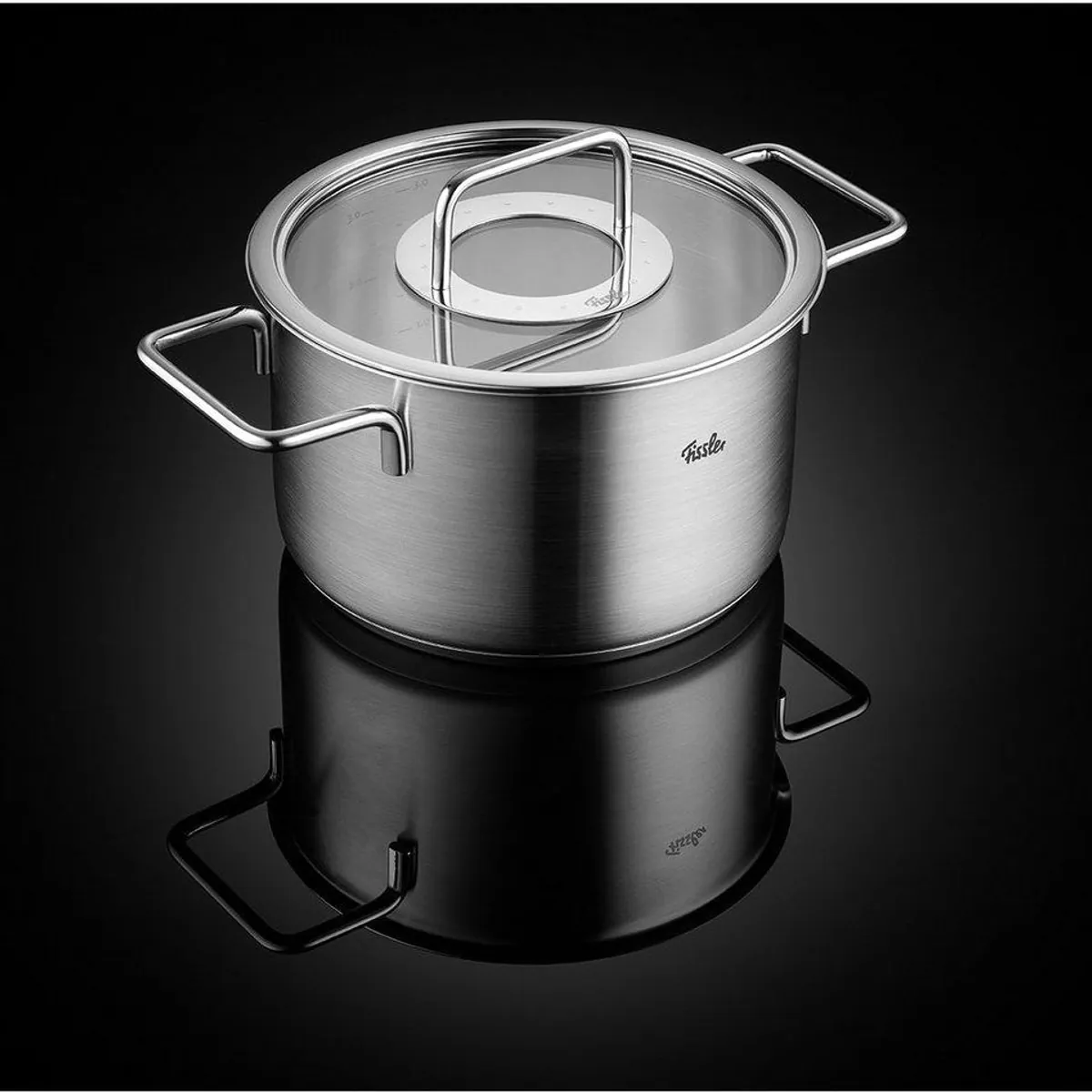 Fissler Pure Collection Topf-Set, 4-teilig, Edelstahl 18/10 — langlebig, backofengeeignet, gleichmäßige Wärmeverteilung 4