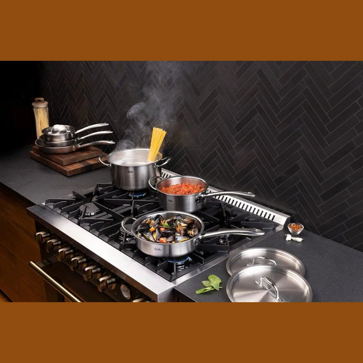 Fissler M5 Pro-Ply Topf-Set, 10-teilig, Edelstahl 18/10 — präzises Kochen, gleichmäßige Wärmeverteilung, spülmaschinenfest 3