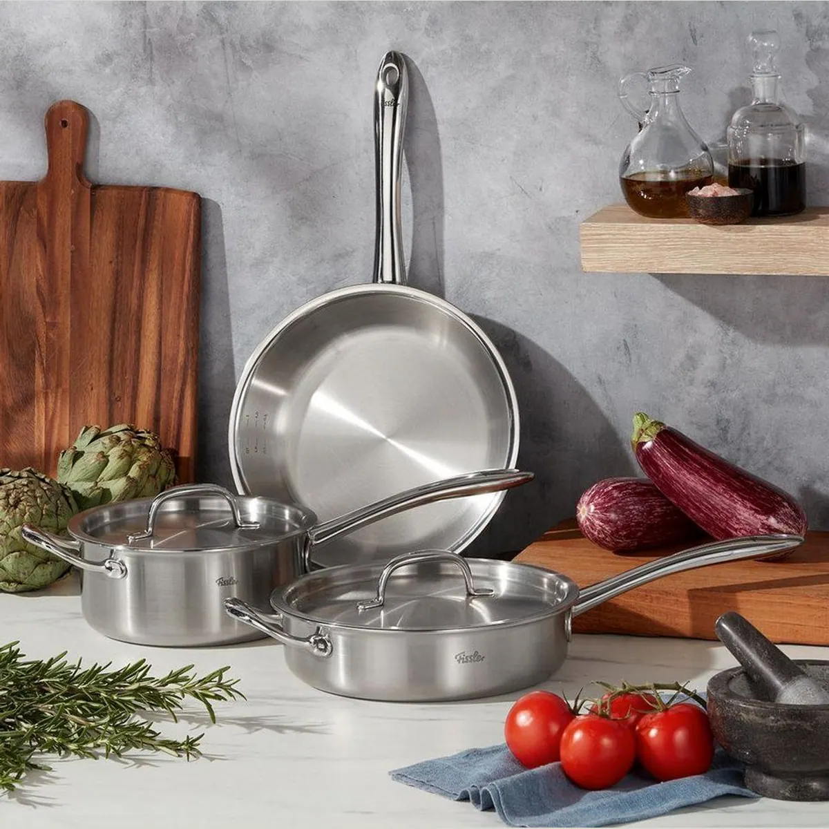 Fissler M5 Pro-Ply Topf-Set, 5-teilig, präzise Wärmeverteilung, ergonomische Griffe 2
