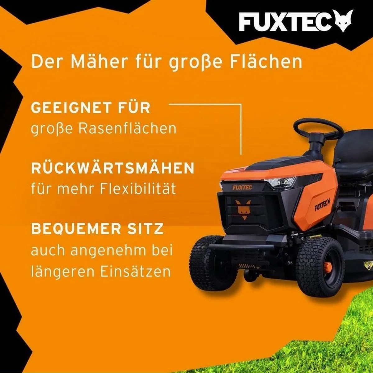 FUXTEC FX-RMT84M Rasentraktor, 83 cm Schnittbreite, 280L Fangkorb, 432ccm Hubraum 3