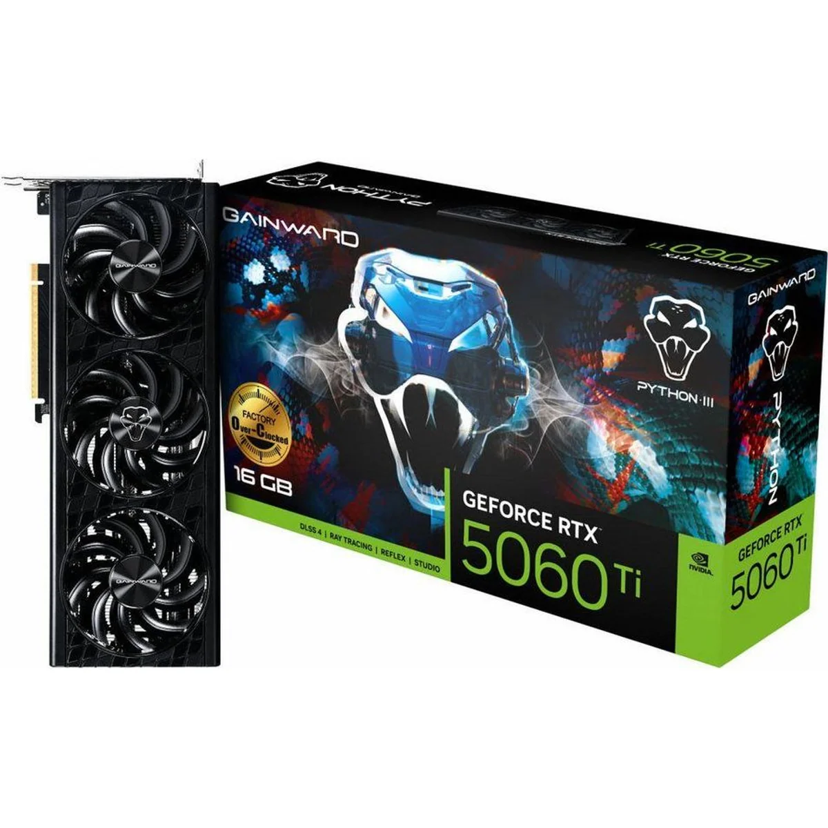 Gainward GeForce RTX 5060 Ti Python III OC, Triple-Fan-Kühlsystem, 16 GB GDDR7