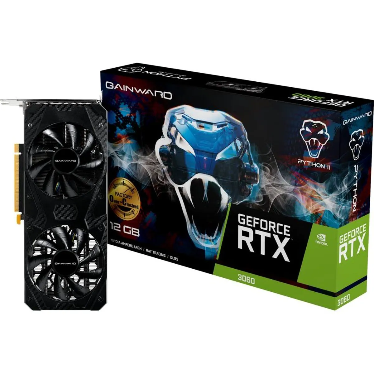 Gainward GeForce RTX 3060 Python II OC, 12 GB GDDR6, 3x DisplayPort, 1x HDMI 2.1