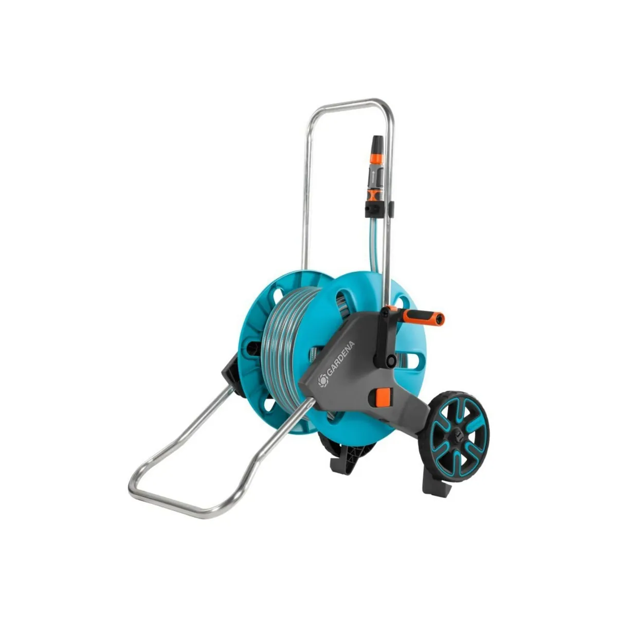 GARDENA CleverRoll M Schlauchwagen, platzsparend, ergonomisch, mit Nachtropfstopp