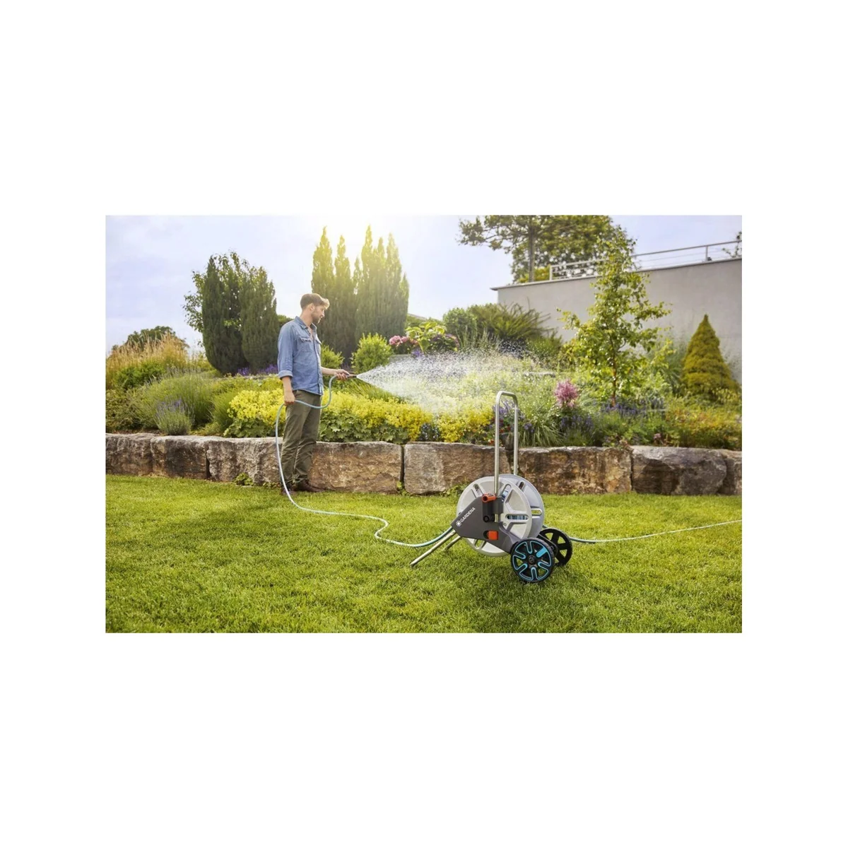 GARDENA CleverRoll M Metall Schlauchwagen, stabil, ergonomisch, frostbeständig