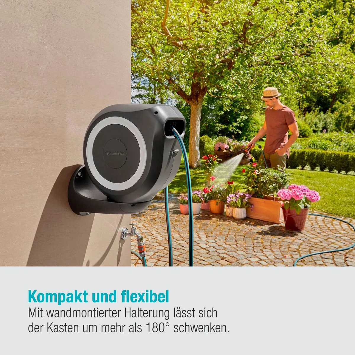 GARDENA Wandschlauchbox RollUp M, 20 m Schlauch, schwenkbar, frostbeständig 2