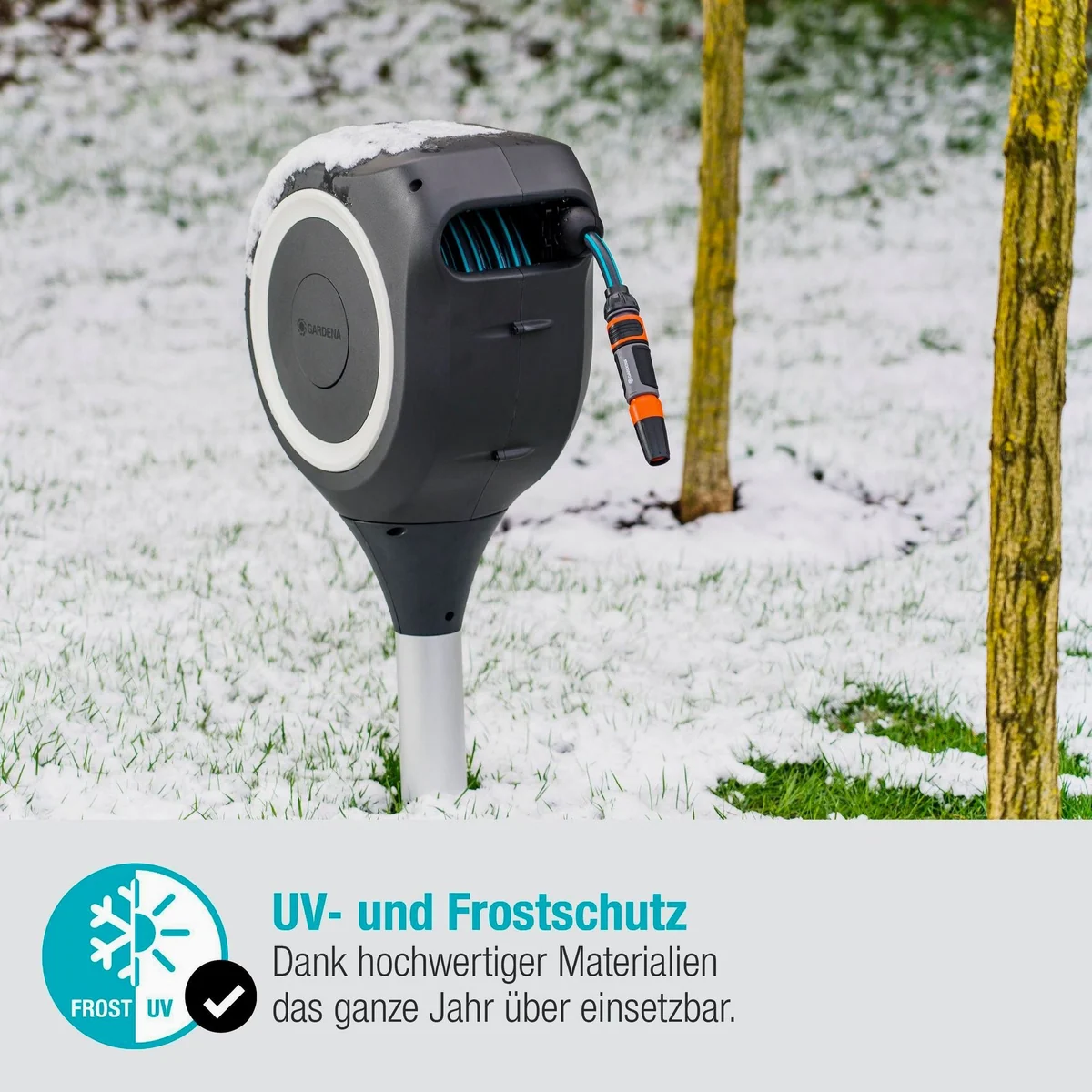 GARDENA Schlauchbox RollUp M, 20 m Schlauch, 360° Drehung, RollControl 5