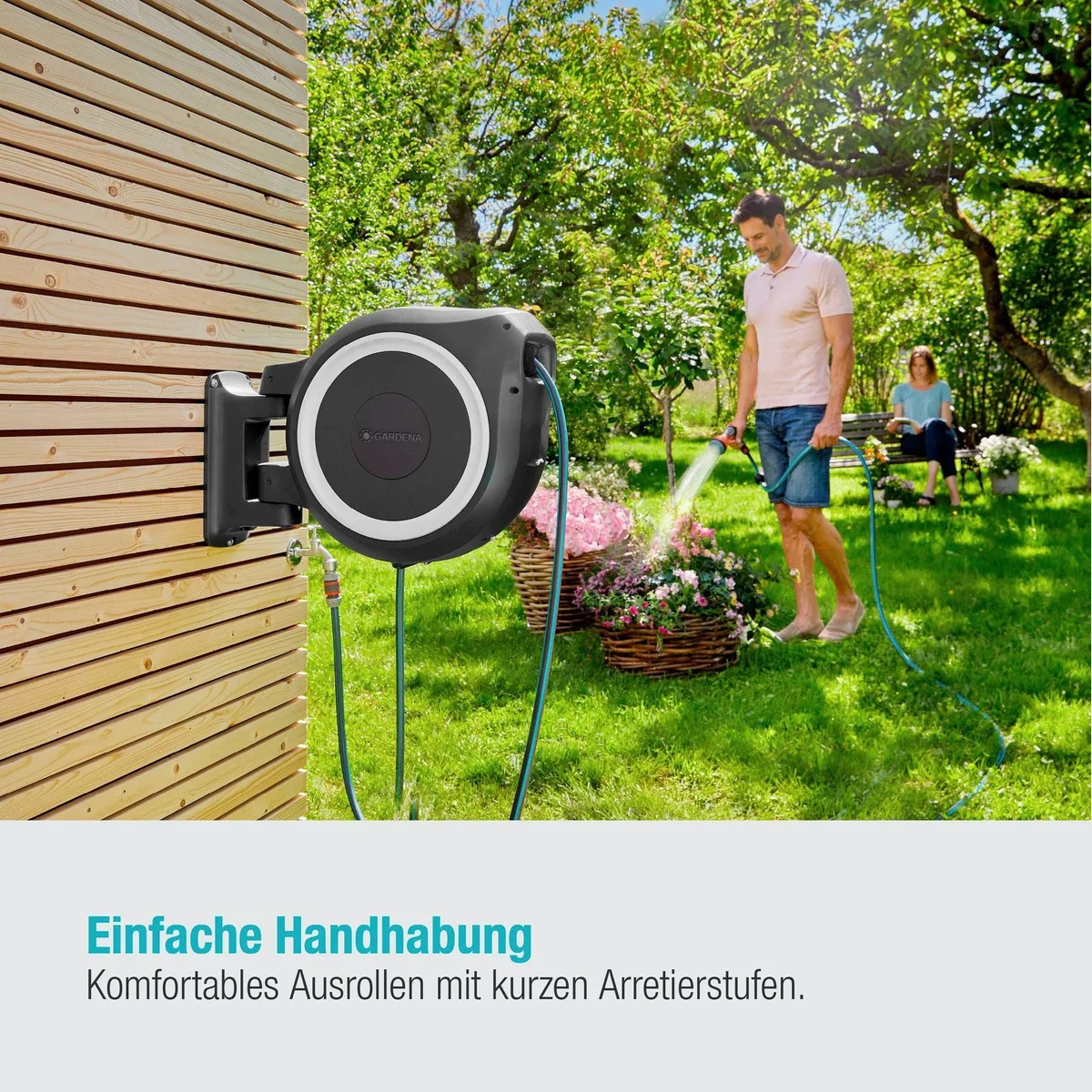GARDENA Wandschlauchbox RollUp M/L, 25 m Schlauch, frostsicher, schwenkbar 2