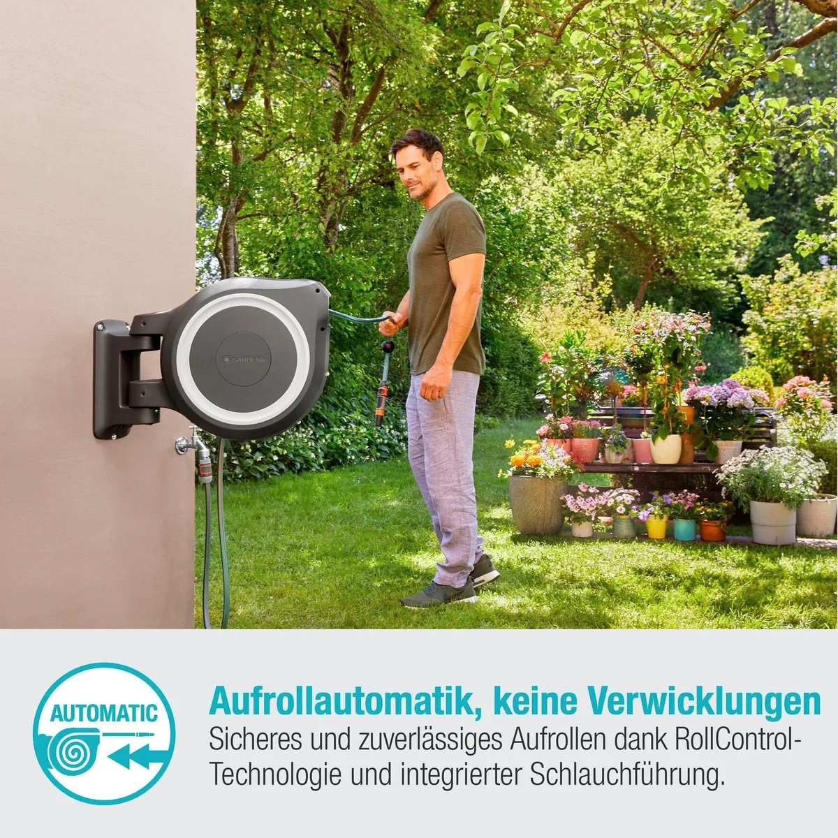 GARDENA Wandschlauchbox RollUp XL, 35 m Schlauch, frostsicher, schwenkbar 5