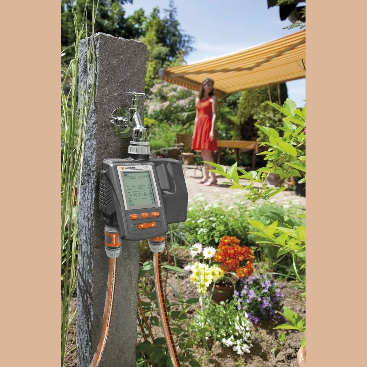 GARDENA Bewässerungscomputer MultiControl duo, automatisierte Bewässerung für 2 Bereiche, abnehmbares Bedienteil 4