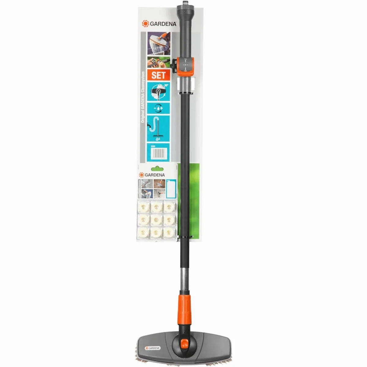 Gardena Autowaschbürste Set, 3-teilig, verstellbarer Wasserstiel und Shampoo