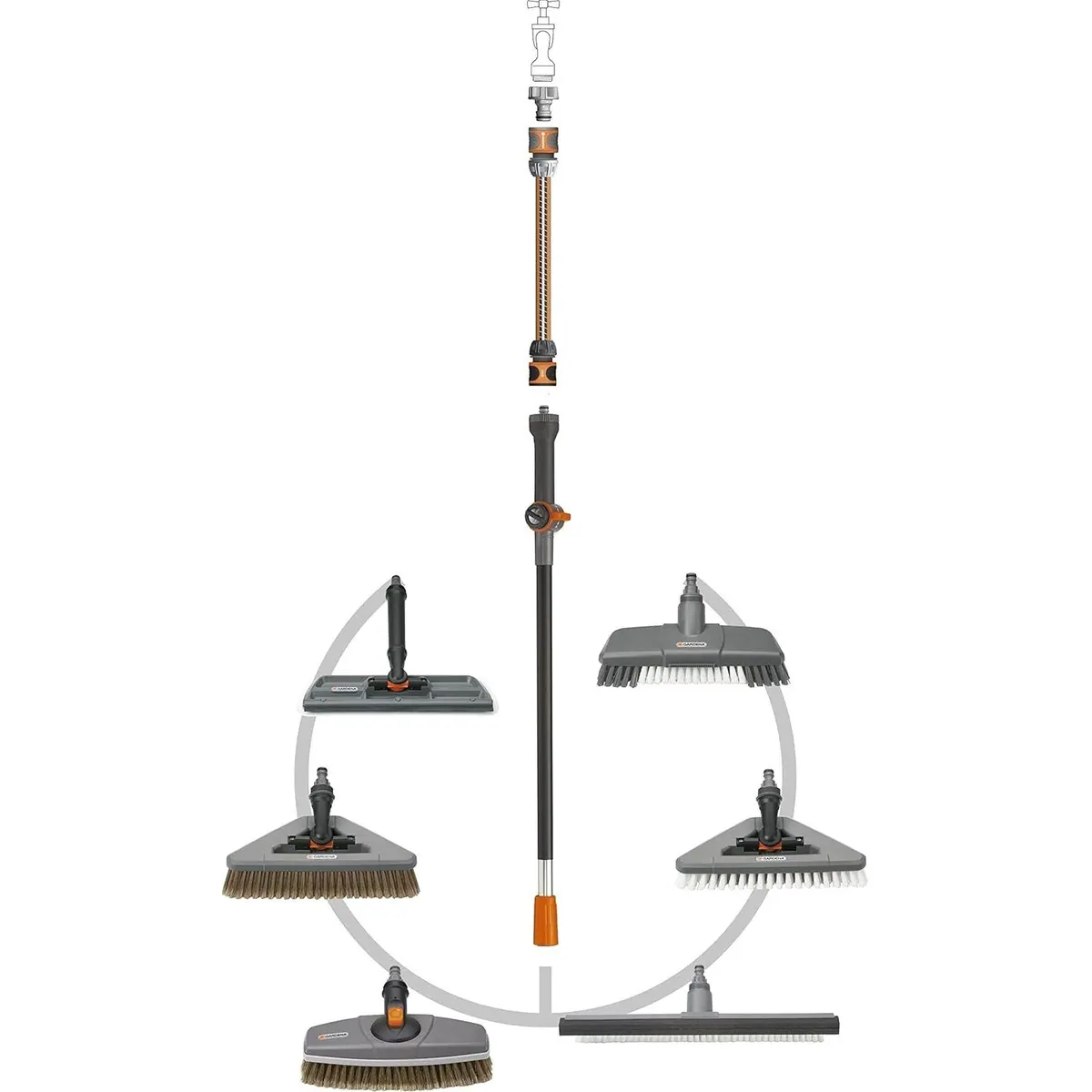 Gardena Autowaschbürste Set, 3-teilig, verstellbarer Wasserstiel und Shampoo 2