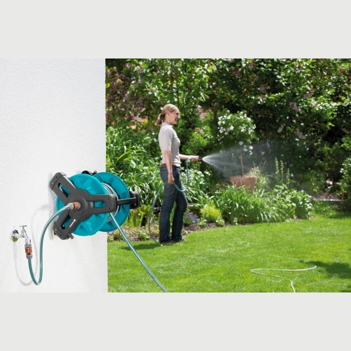 GARDENA Wand-Schlauchtrommel 50 Set, platzsparend, einfaches Handling, langlebig 5