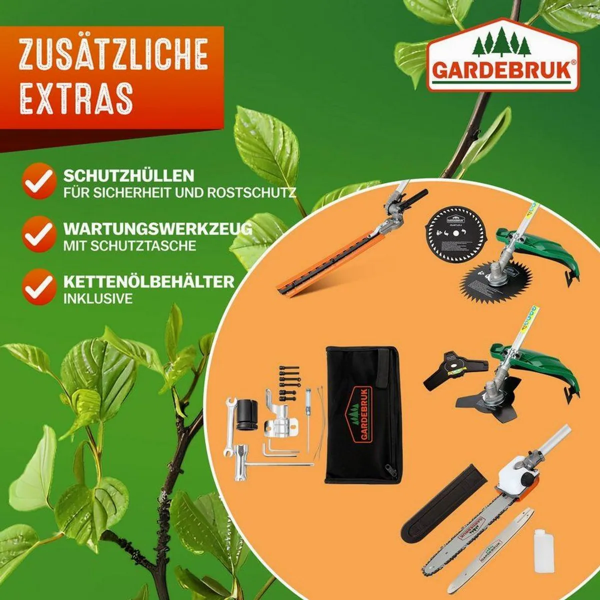 Gardebruk GBMT520 Benzin-Motorsense, 5 in 1 Multitool mit Tragegurt 5