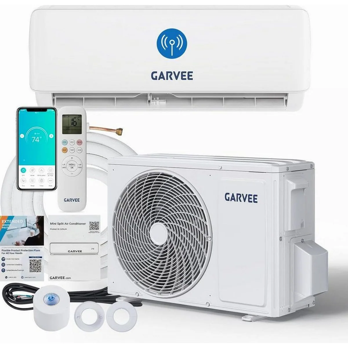 GarveeMore Split-Klimagerät 24000 BTU, Kühlung und Heizung, WLAN Steuerung