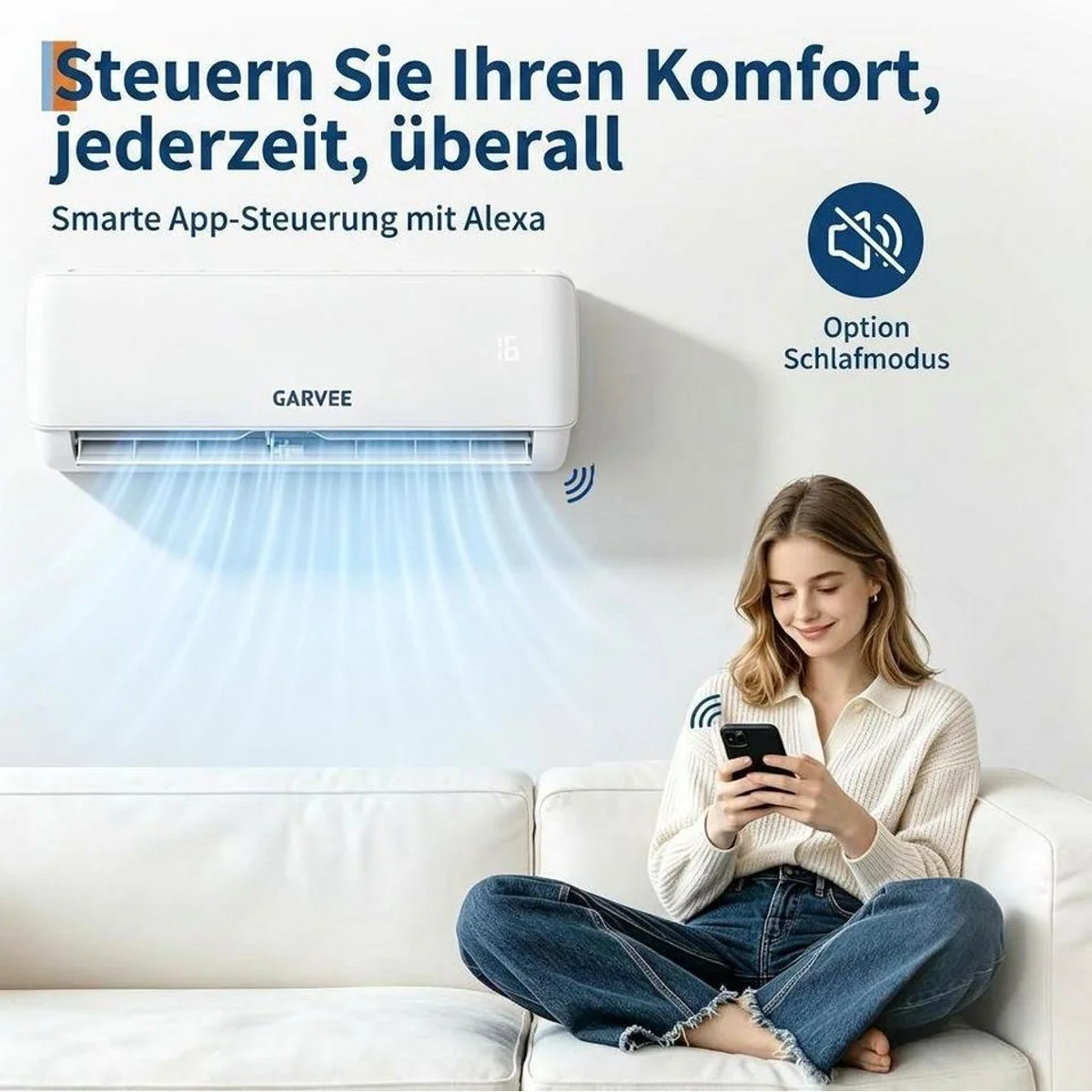 GarveeMore Split-Klimagerät 24000 BTU, Kühlung und Heizung, WLAN Steuerung 3