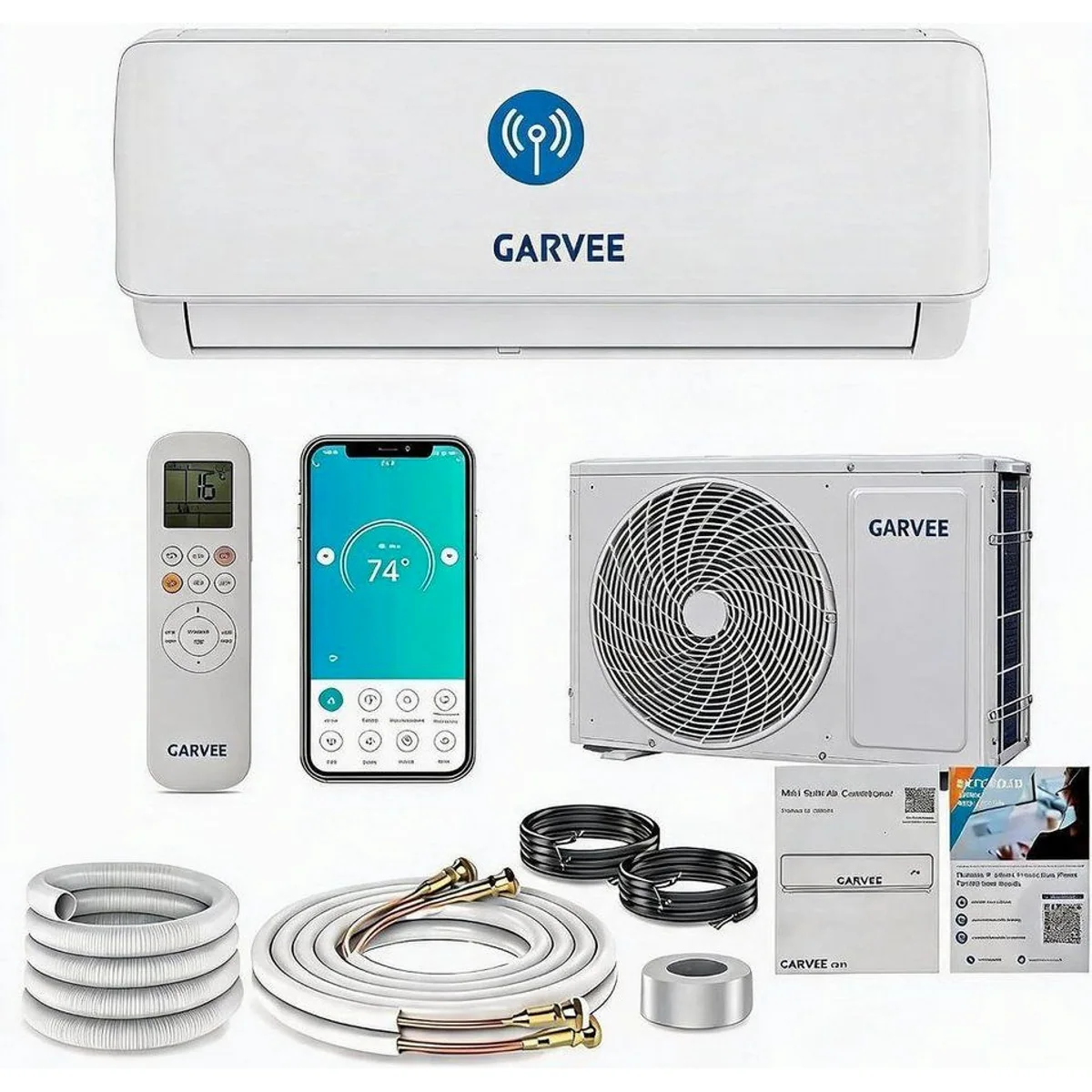 GarveeMore Split-Klimagerät 18000BTU, Leise Kühlung & Heizung, WLAN Steuerung