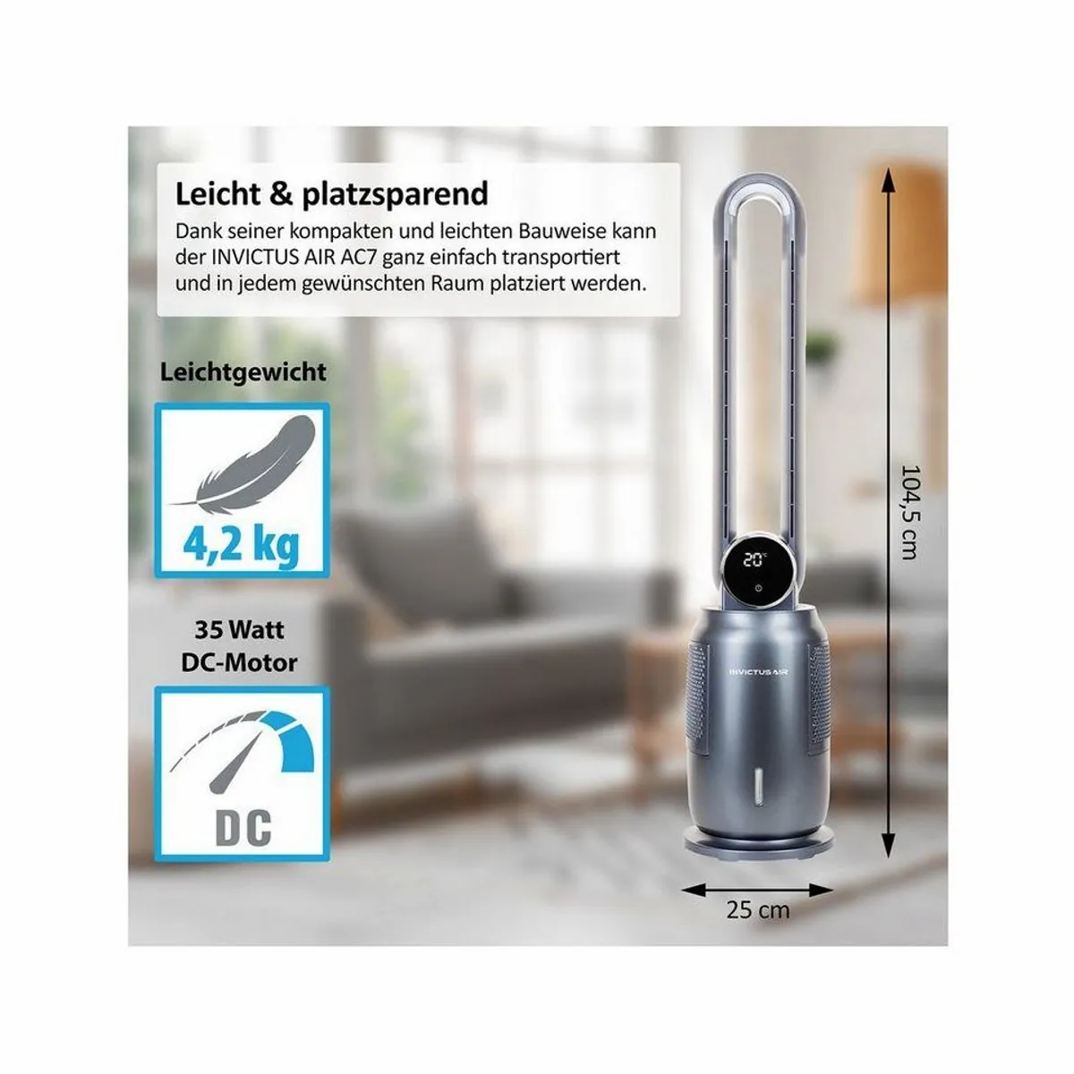 Genius INVICTUS AIR AC7 Turmventilator, 4in1 Luftkühler, leise und effizient 4