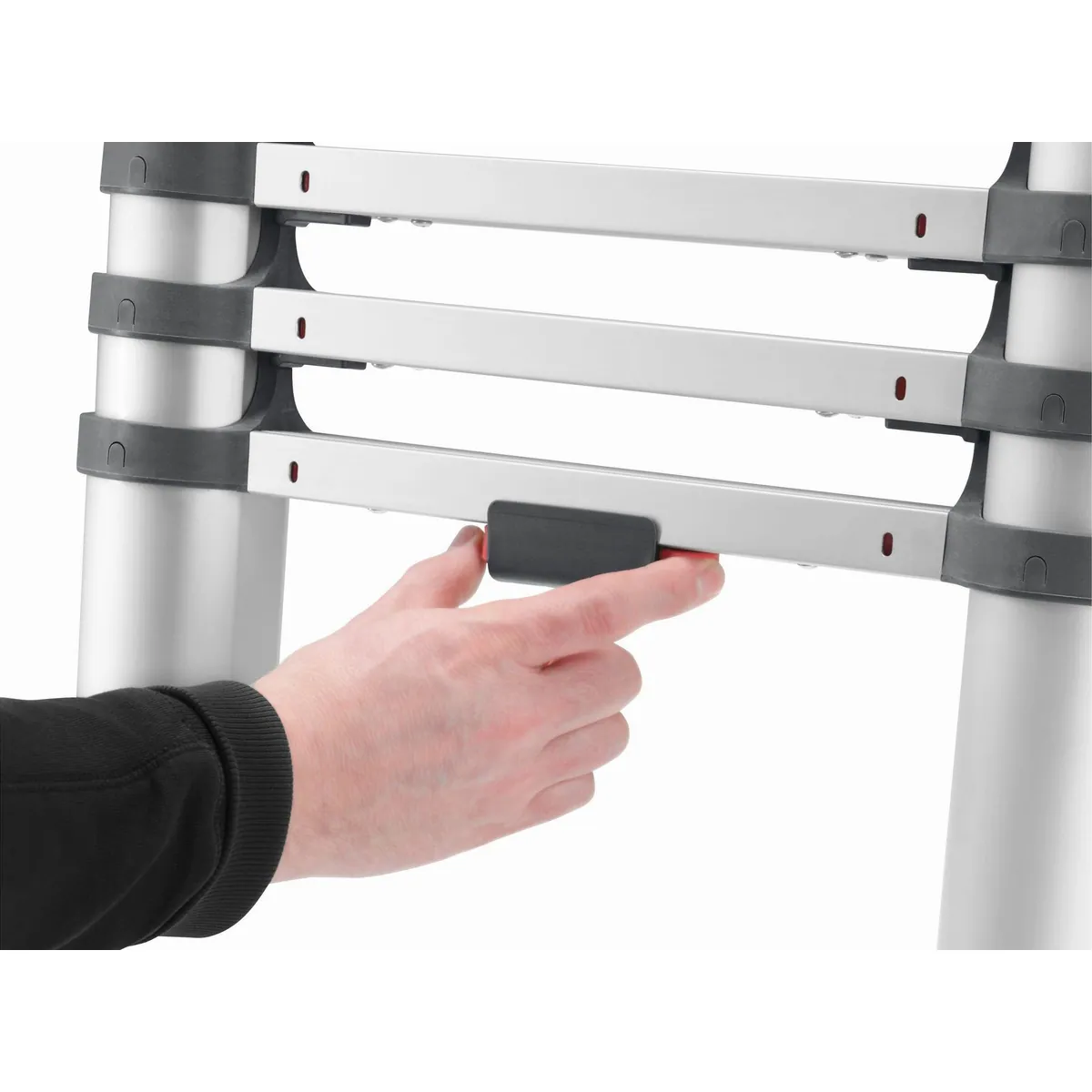 Hailo FlexLine Teleskopleiter, individuelle Höhenverstellung, sicheres Einhand-Entriegelungssystem 4