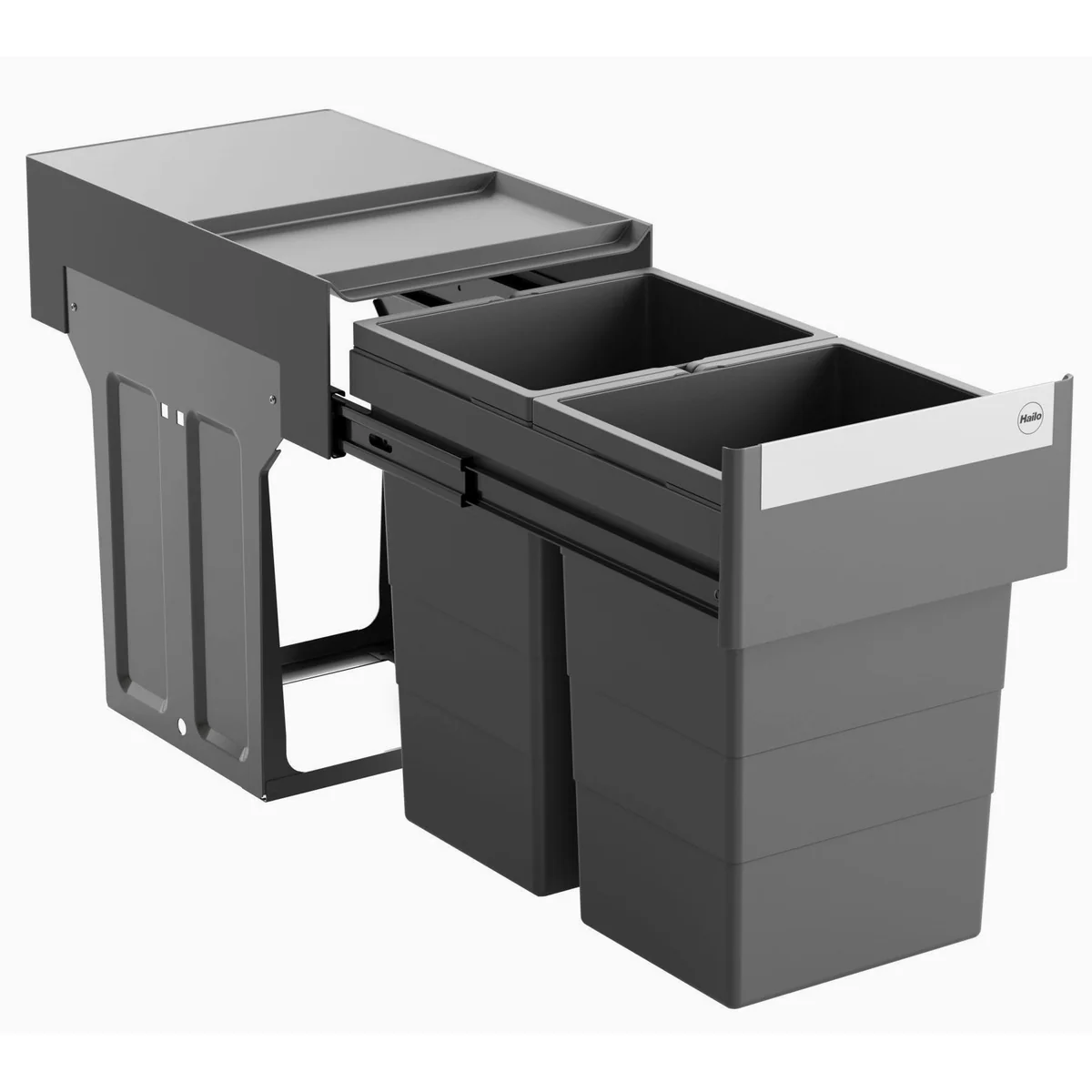 Hailo Tandem Einbaumülleimer, 2x 13 L, Vollauszug, platzsparend