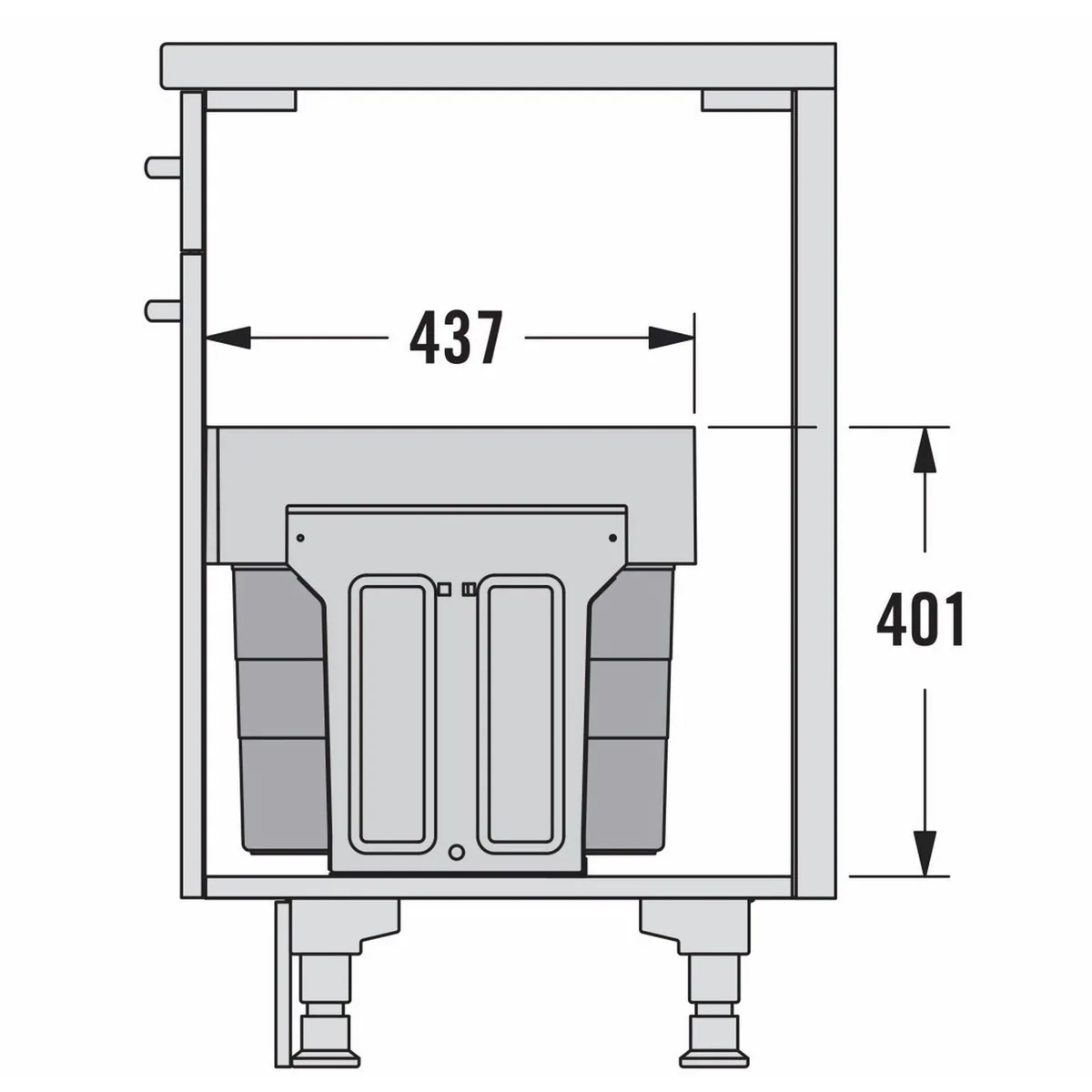 Hailo Tandem Einbaumülleimer, 2x 13 L, Vollauszug, platzsparend 4