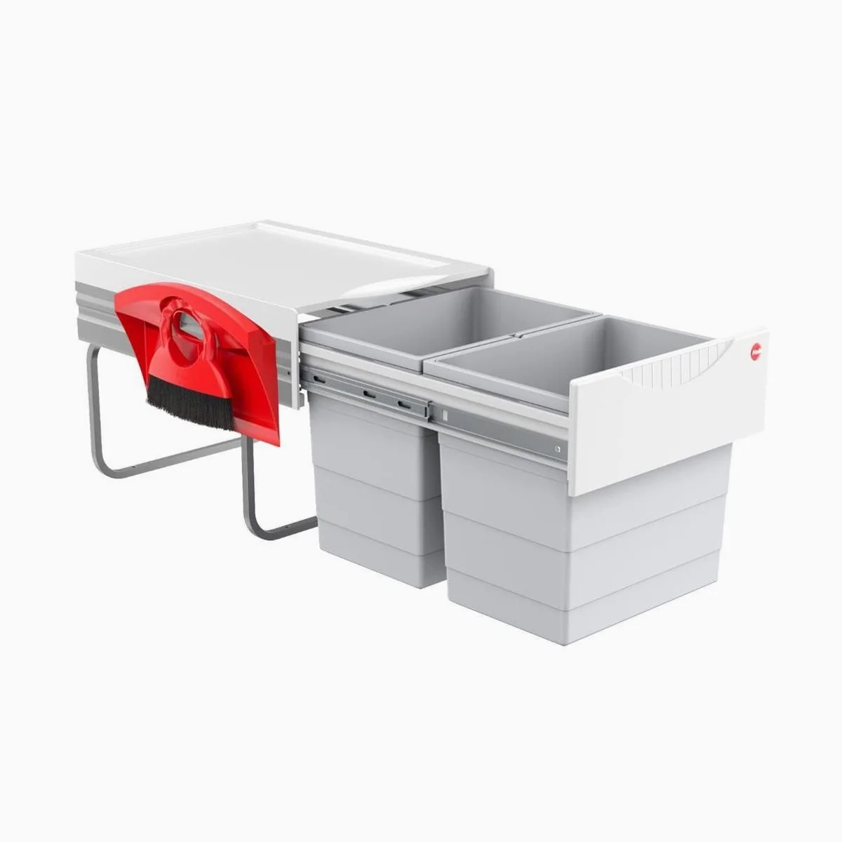 Hailo Raumspar Tandem Comfort, 2x 20 Liter, integriertes Kehr-Set — ideal für Küchenunterschränke