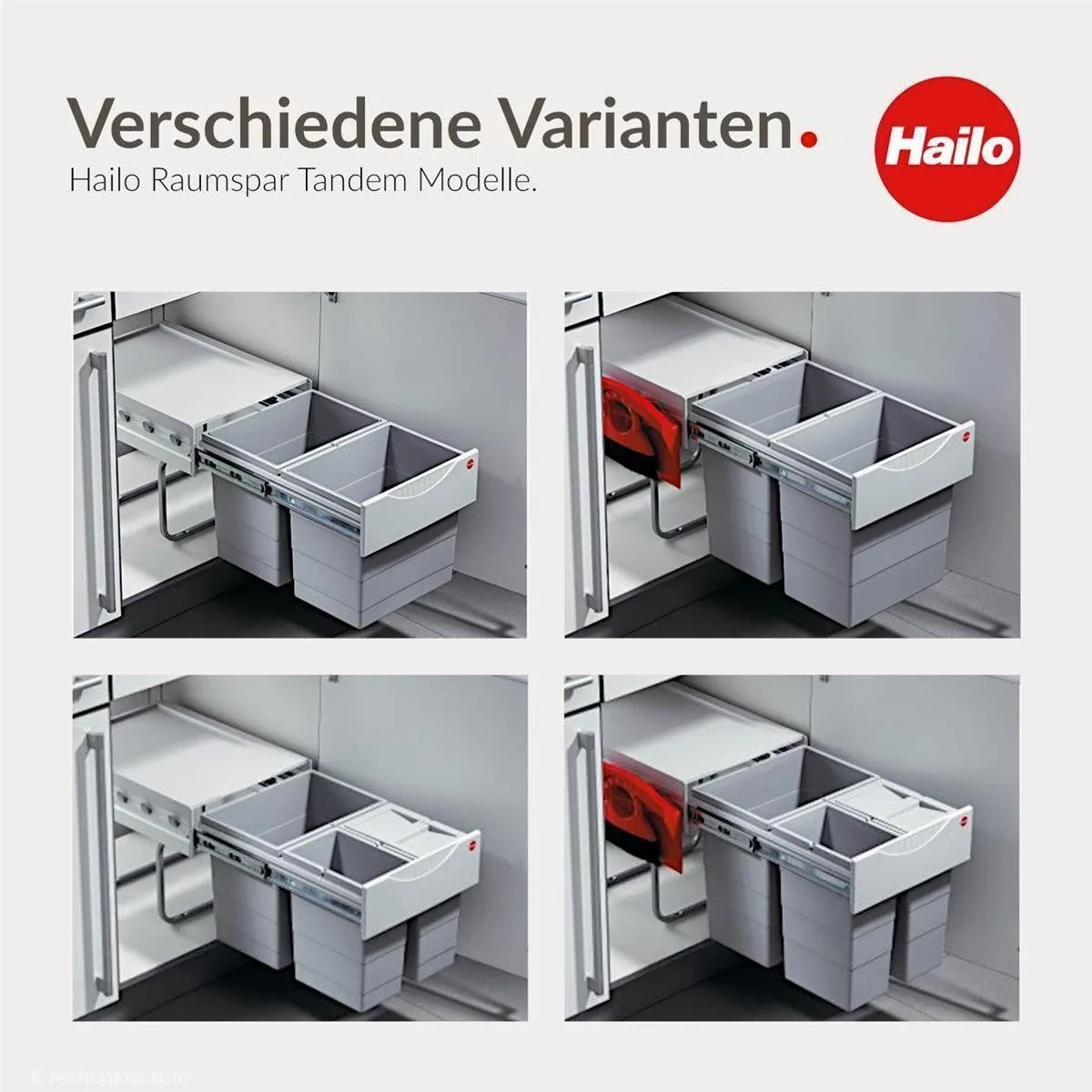 Hailo Raumspar Tandem Comfort, 2x 20 Liter, integriertes Kehr-Set — ideal für Küchenunterschränke 3