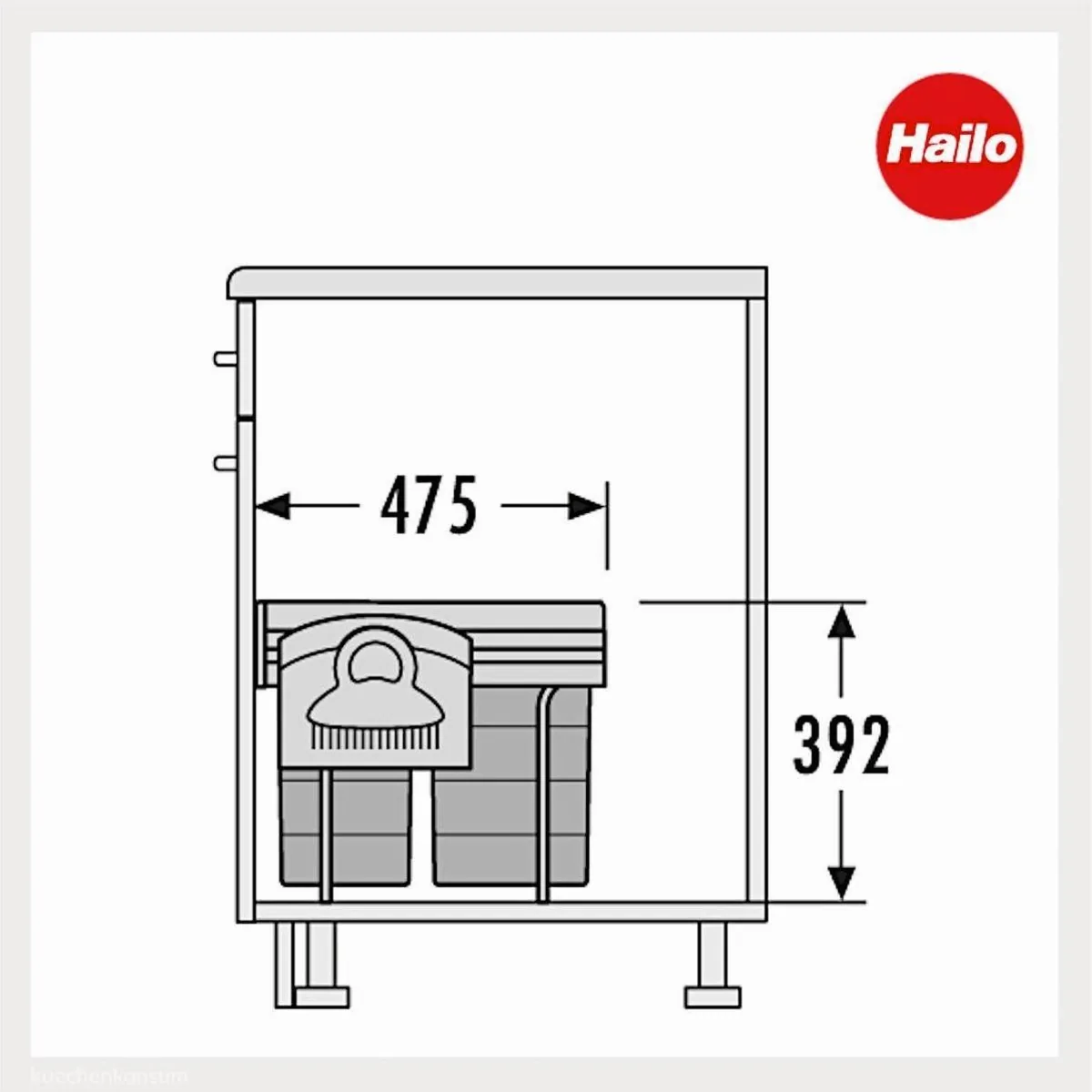 Hailo Raumspar Tandem Comfort, 2x 20 Liter, integriertes Kehr-Set — ideal für Küchenunterschränke 4