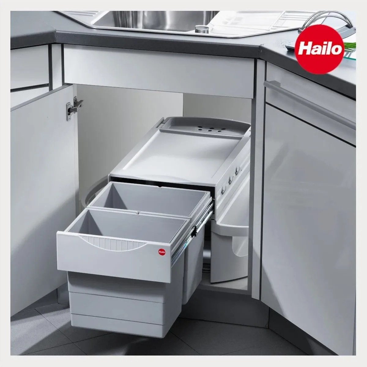 Hailo Rondo 3645121, 2-fach Mülltrennung, 2x18 Liter – platzsparend und funktional 2