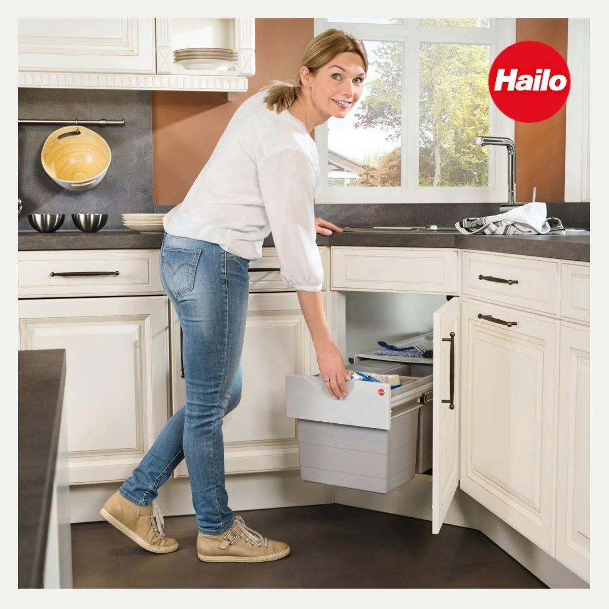 Hailo Rondo 3645121, 2-fach Mülltrennung, 2x18 Liter – platzsparend und funktional 3