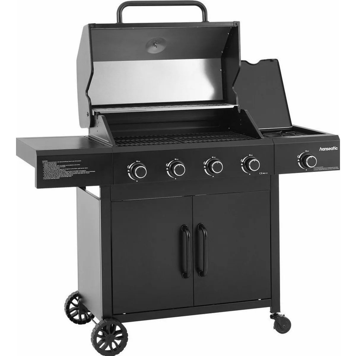 Hanseatic Rockford Black Gasgrill 4-Brenner, 14,5 kW Gesamtleistung, einfache Reinigung 2